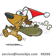 Cartoon Santa Paws Dog Carrying a Bag of Bones by Toonaday