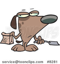 Cartoon Self Cleaning Dog Scooping His Poop by Toonaday