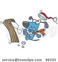 Cartoon Dog Falling off a Sled by Toonaday
