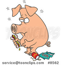 Cartoon Stuffed Pig Eating Junk Food by Toonaday