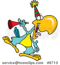 Cartoon Party Parrot with a Horn by Toonaday