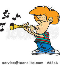 Cartoon Boy Playing a Clarinet by Toonaday