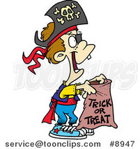Cartoon Trick or Treating Pirate Boy by Toonaday