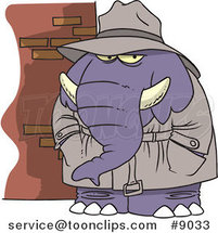 Cartoon Detective Elephant by Toonaday