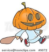 Cartoon Pumpkin Head Trick or Treater by Toonaday