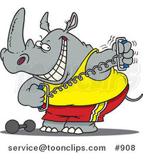 Cartoon Workout Rhino Using a Stretching Device by Toonaday