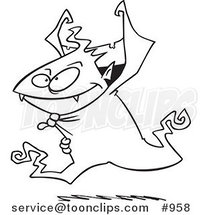 Cartoon Line Art Design of a Young Vampire by Toonaday