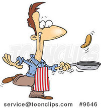 Cartoon Guy Flipping Pancakes by Toonaday