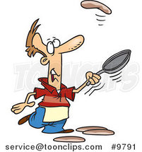 Cartoon Guy Learning to Flip Pancakes by Toonaday
