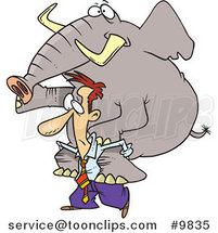 Cartoon Business Man Giving an Elephant a Piggy Back Ride by Toonaday