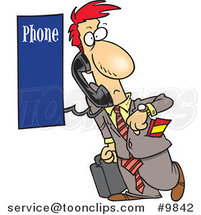 Cartoon Business Man Using a Pay Phone by Toonaday