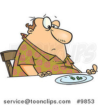 Cartoon Fat Guy Eating Peas by Toonaday