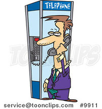Cartoon Business Man in a Phone Booth by Toonaday
