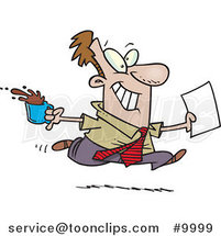 Cartoon Business Man Fetching Coffee and Paperwork by Toonaday